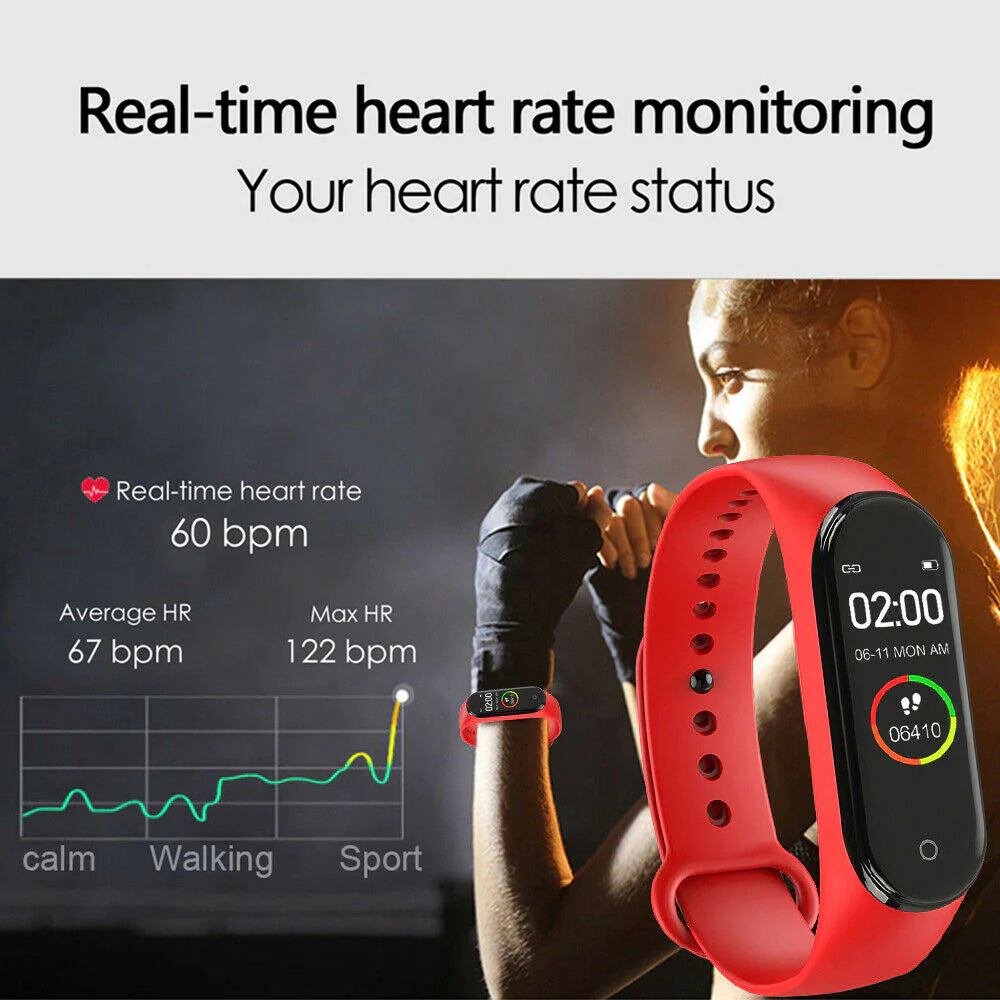 M4 Smart Fitness Tracker Watch - Heart Rate & Blood Pressure Monitor