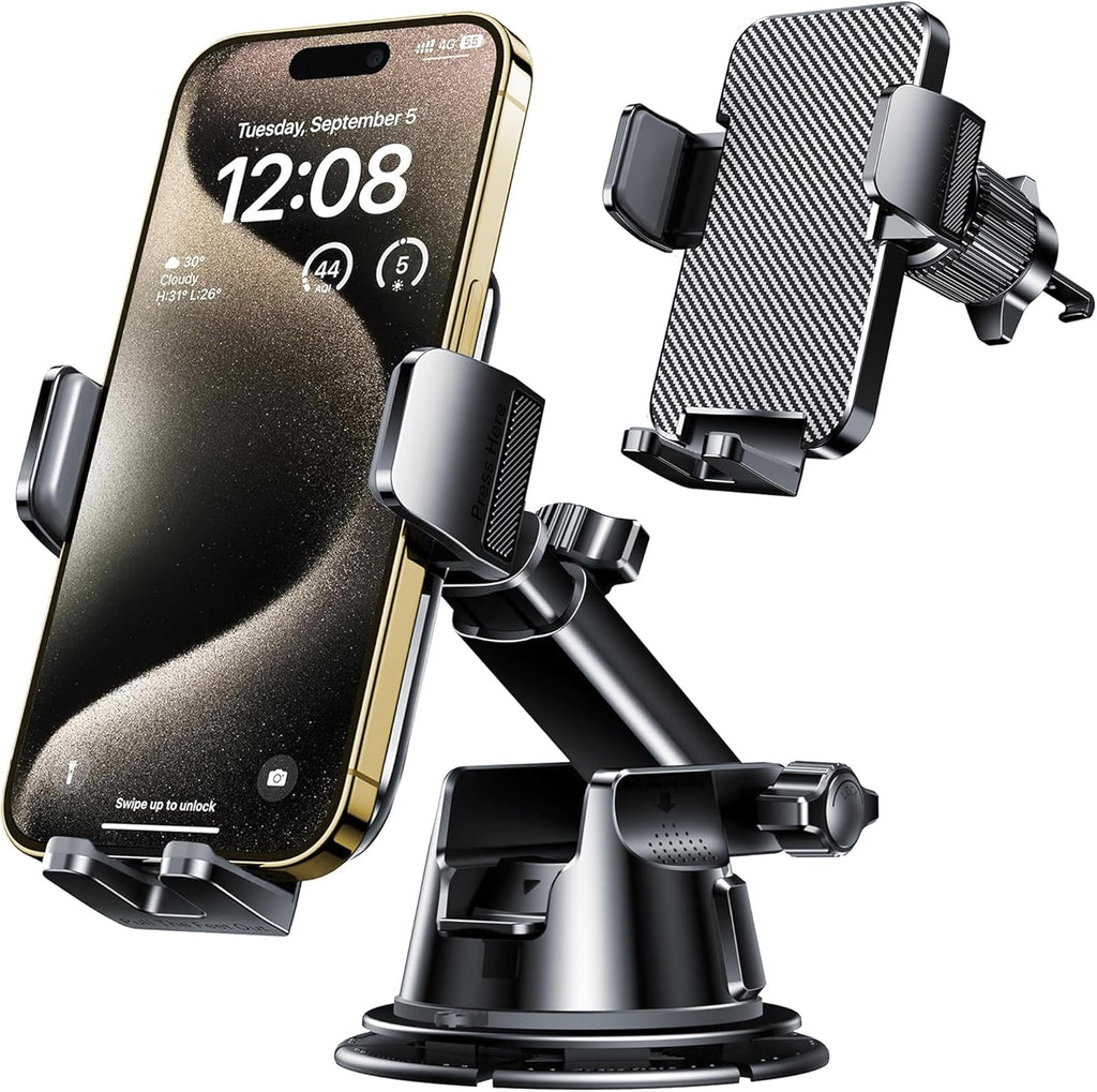 Universal Car Phone Mount - Dash, Windshield & Air Vent Holder for iPhone & Smartphones - Hands-Free Convenience