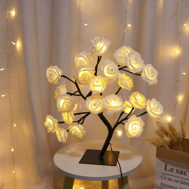 Enchanting 36/108 LED Rose Light String Table Lamp - USB Powered Night Light