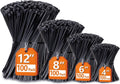 Premium Assorted Zip Ties - 400 Pack, UV Resistant Black Cable Ties in 4”, 6”, 8”, and 12” Sizes by