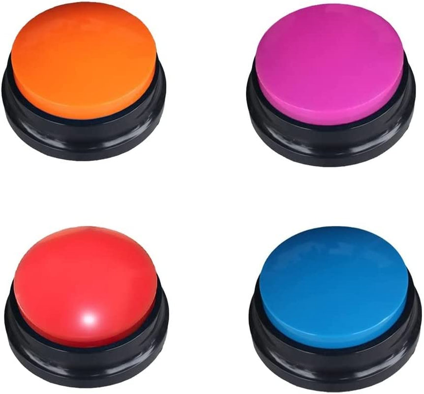 4-Color Voice Recording Buttons for Dogs - 30-Second Communication Buzzer, Perfect for Pet Training & Fun Gifts for Home, Office, or Study