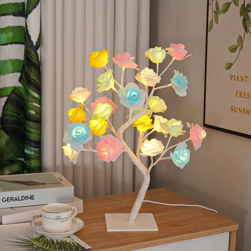 Enchanting 36/108 LED Rose Light String Table Lamp - USB Powered Night Light