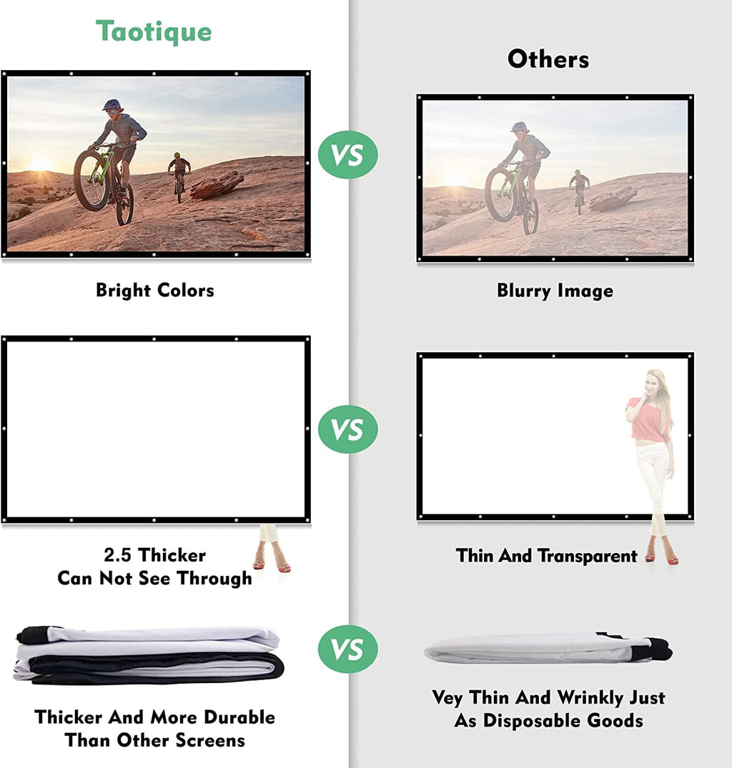 100 Inch  4K HD Projector Screen - Portable, Foldable, Anti-Crease Double-Sided for Home, Office, and Outdoor Use