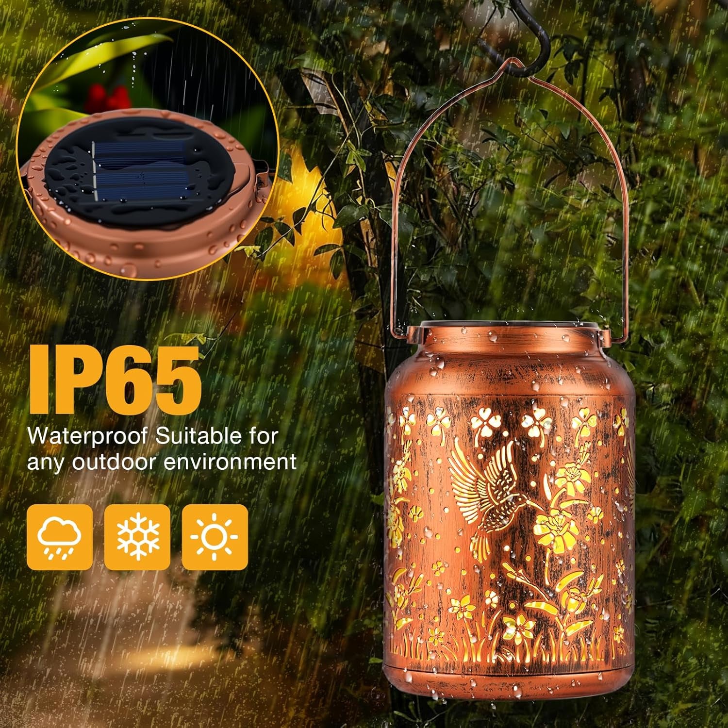 Illuminate Your Garden with Hummingbird Solar Lanterns - Perfect Outdoor Decor & Waterproof LED Hanging Lights for Patios, Yards, and Pathways.