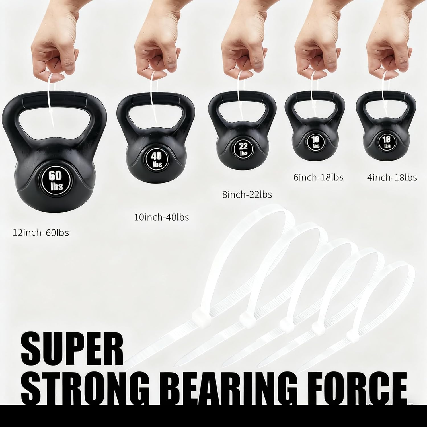 600-Piece Self-Locking Nylon Cable Zip Ties - Assorted Sizes (4"-12") for Home, Garden, Office & Workshop - Perfect Wire Management Solution in White