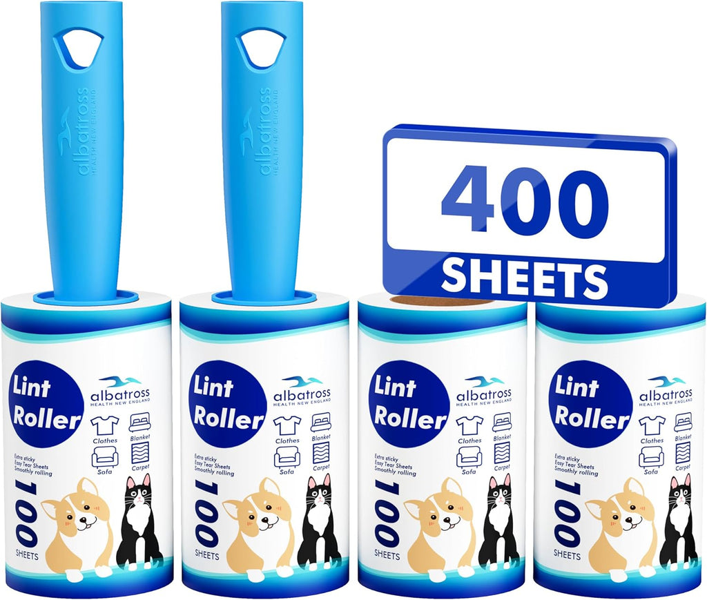 Ultimate Extra Sticky Lint Roller Mega Pack - 400 Sheets for Effortless Pet Hair Removal from Clothes, Furniture & Carpets