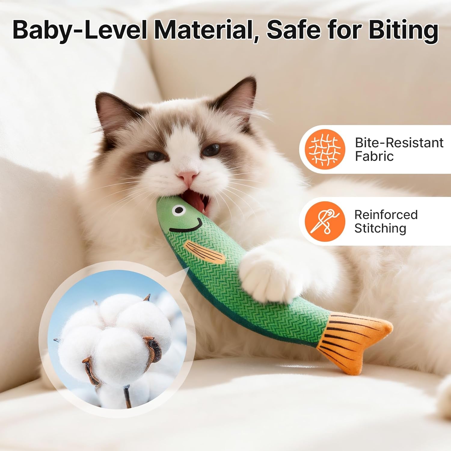 Cat Toys - 3 Pack Saury Fish with Catnip & Crinkle Sound, Soft & Durable Interactive Kitten Kickers for Indoor Play, 9.4 Inches for All Breeds