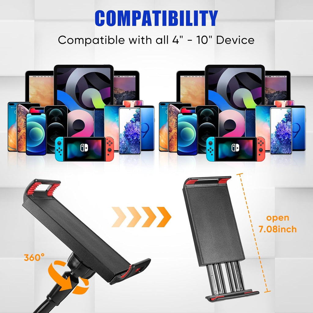 Ultimate Gooseneck Tablet and Phone Stand for Bed - Adjustable Flexible Arm Holder for 4-10 Inch Devices