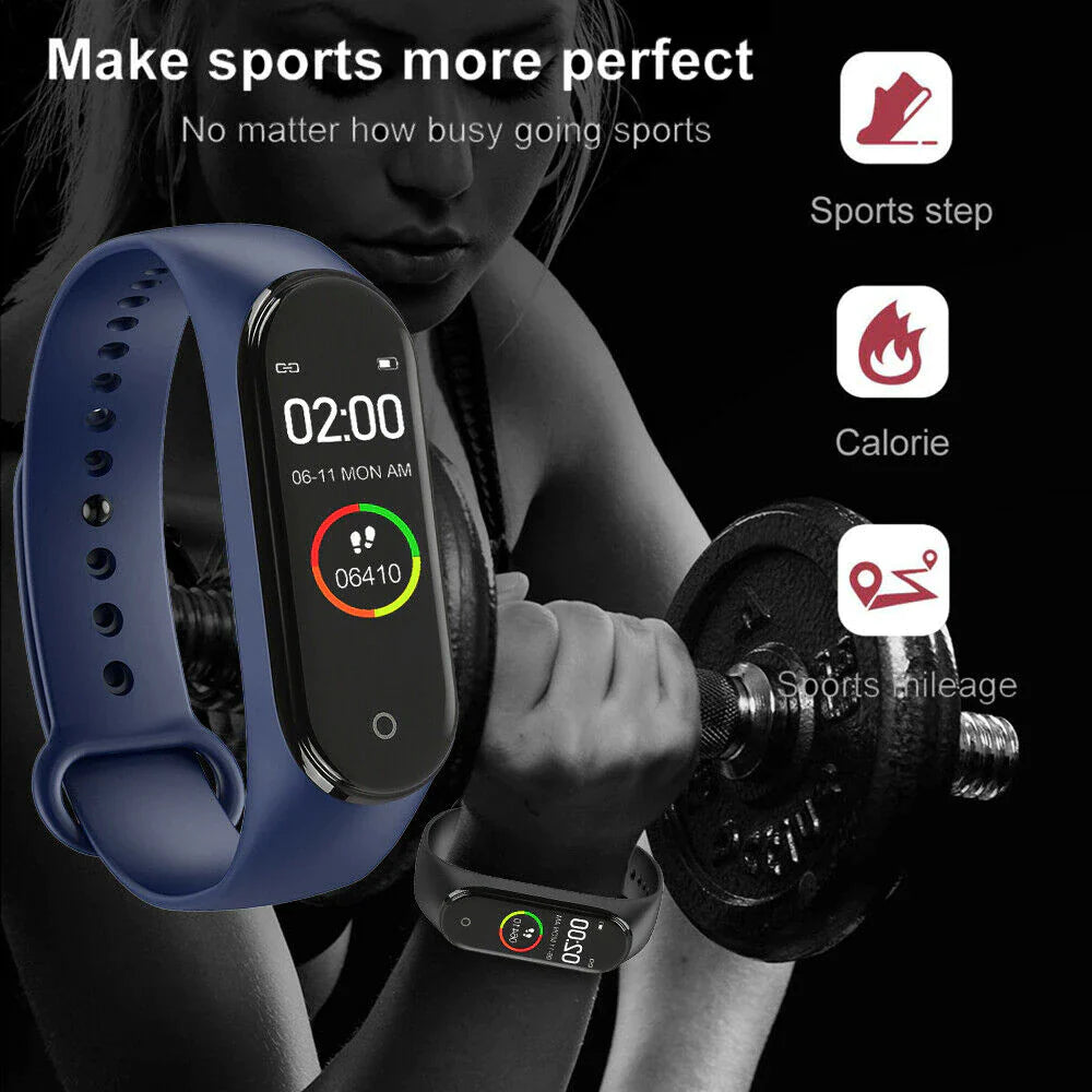 M4 Smart Fitness Tracker Watch - Heart Rate & Blood Pressure Monitor