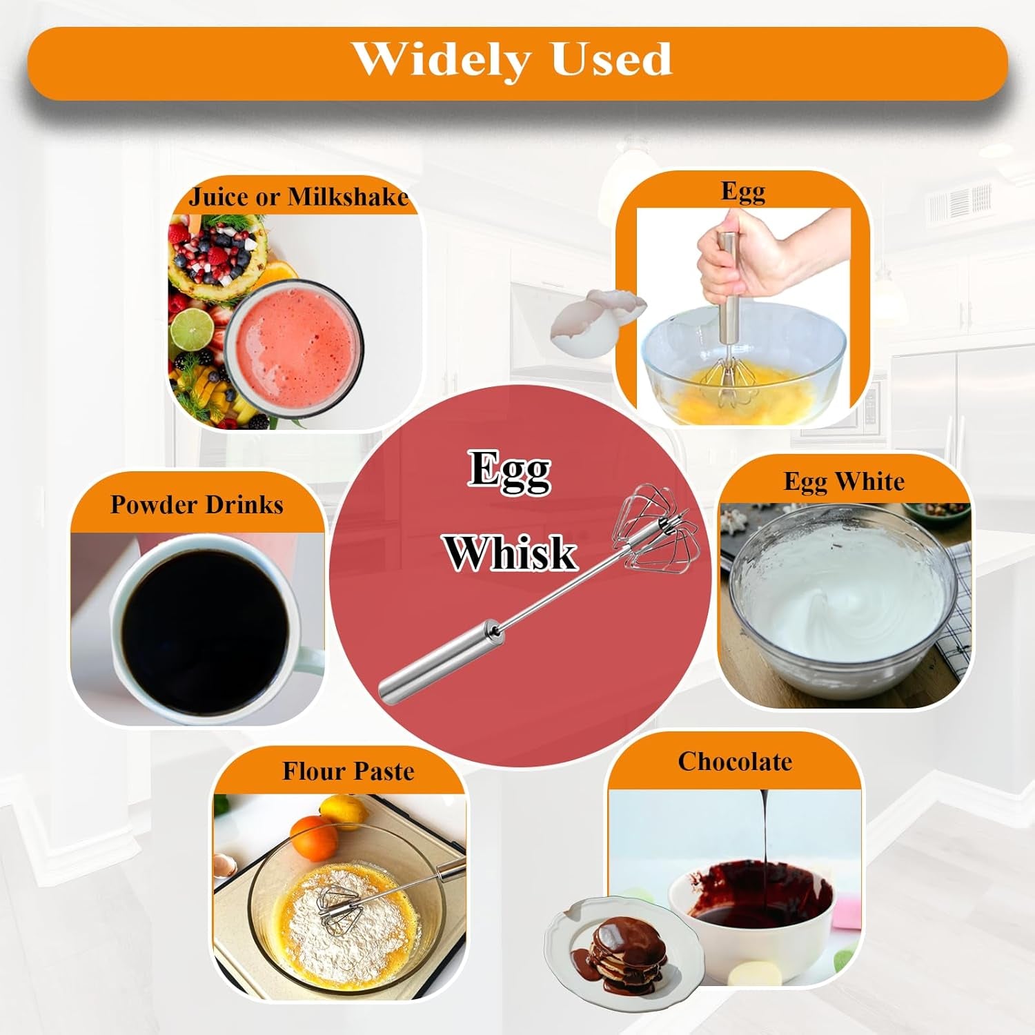 Whizzy Whisk Stainless Steel Semi-Automatic Egg Beater - 10" Hand Push Blender for Effortless Mixing and Cooking!