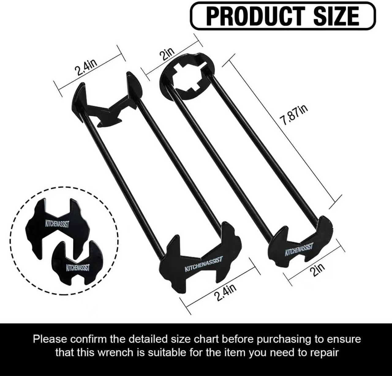 2 Pack Multifunctional Basin Wrench Set - 7 Sizes Universal Faucet Tool for Tight Spaces in Kitchen & Bathroom