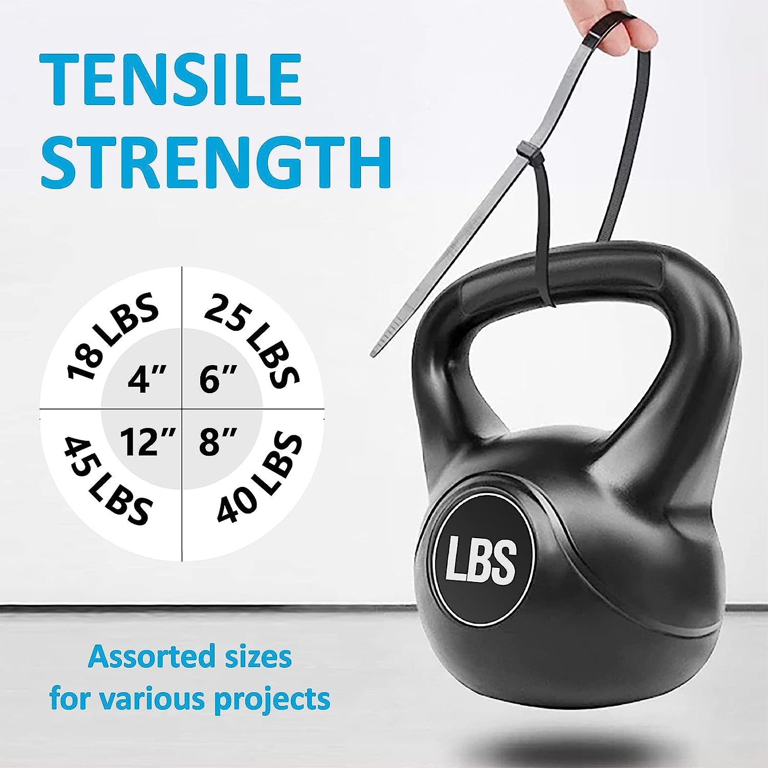 Premium Assorted Zip Ties - 400 Pack, UV Resistant Black Cable Ties in 4”, 6”, 8”, and 12” Sizes by