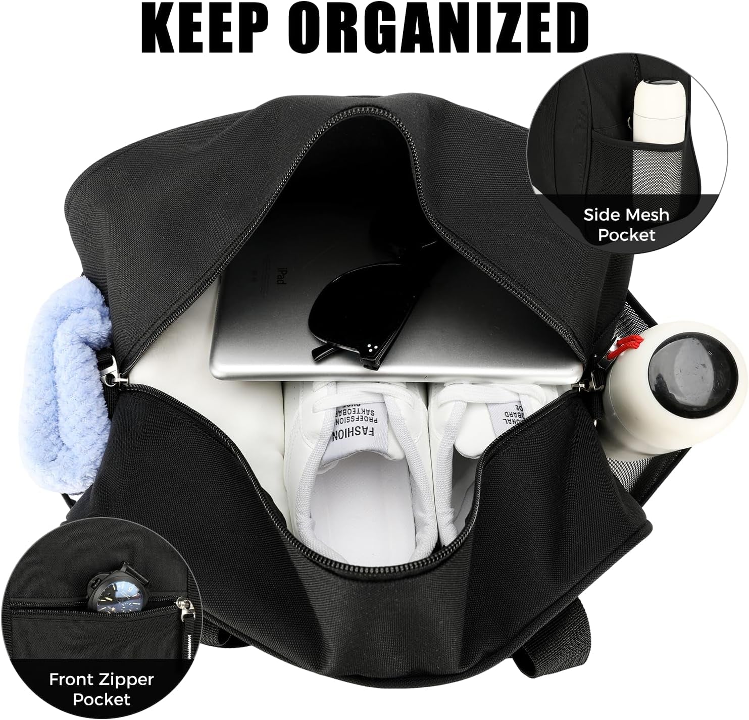 14-Inch Lightweight Mini Duffle Bag - Perfect Gym & Travel Companion for Men & Women - Stylish Black Carry-On Design