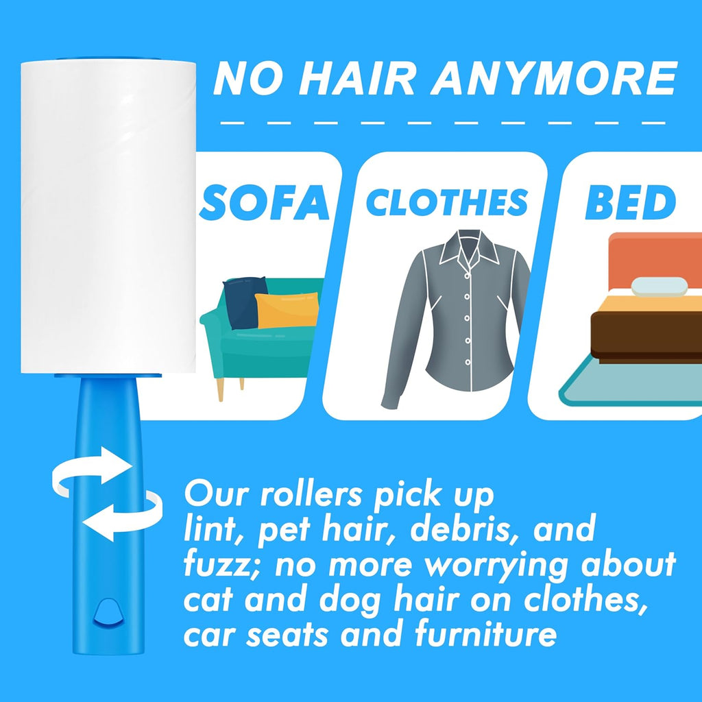 Ultimate Extra Sticky Lint Roller Mega Pack - 400 Sheets for Effortless Pet Hair Removal from Clothes, Furniture & Carpets