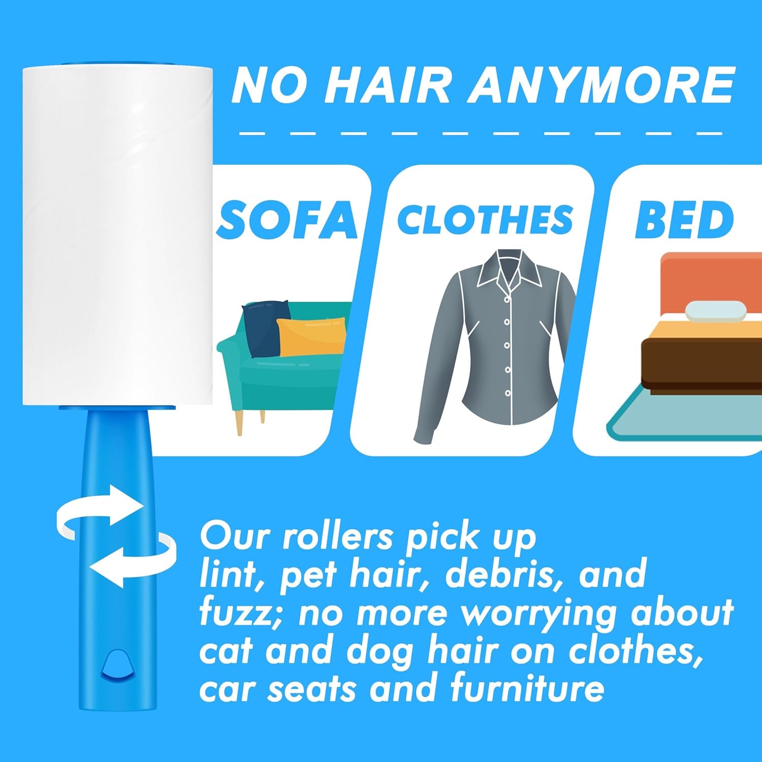 Ultimate Extra Sticky Lint Roller Mega Pack - 400 Sheets for Effortless Pet Hair Removal from Clothes, Furniture & Carpets