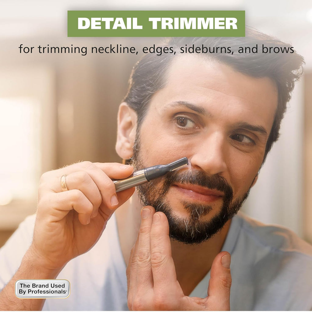 Micro Groomsman Personal Trimmer - All-in-One Battery-Powered Grooming Tool for Precise Eyebrow, Nose, and Ear Care with Easy-Clean Rinseable Heads