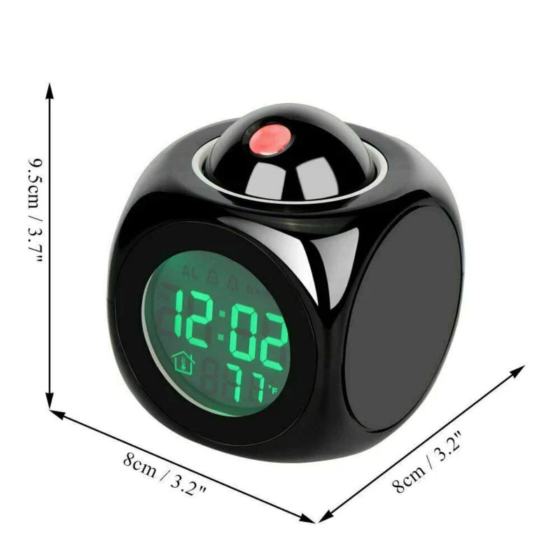 Sleek LED Projection Alarm Clock with Voice Assistant, Weather Display, and USB Charging - Perfect for Your Nightstand!