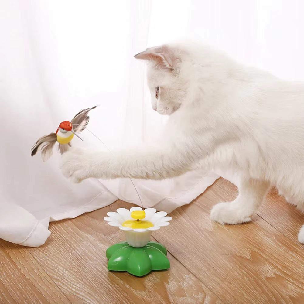 Electric Butterfly Cat Toy - Automatic Rotating Hummingbird for Fun & Intelligence Training - Random Color