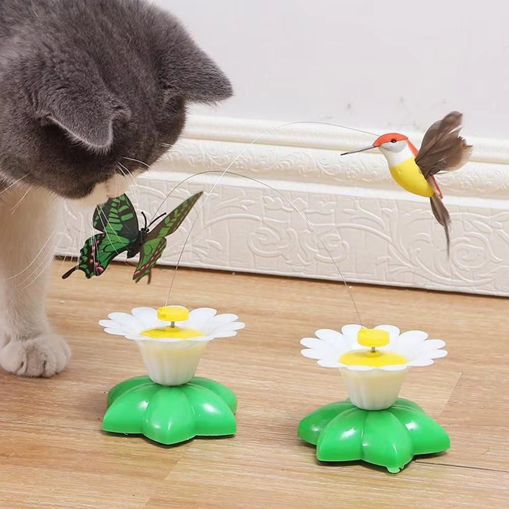 Electric Butterfly Cat Toy - Automatic Rotating Hummingbird for Fun & Intelligence Training - Random Color