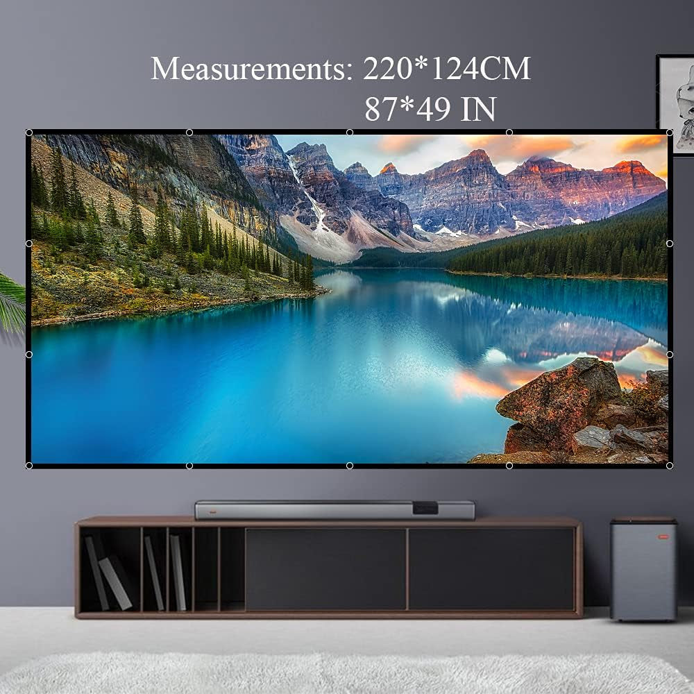 100 Inch Portable Projector Screen - 16:9 Foldable Screen for Home Theater, Outdoor Events, Parties, and Weddings