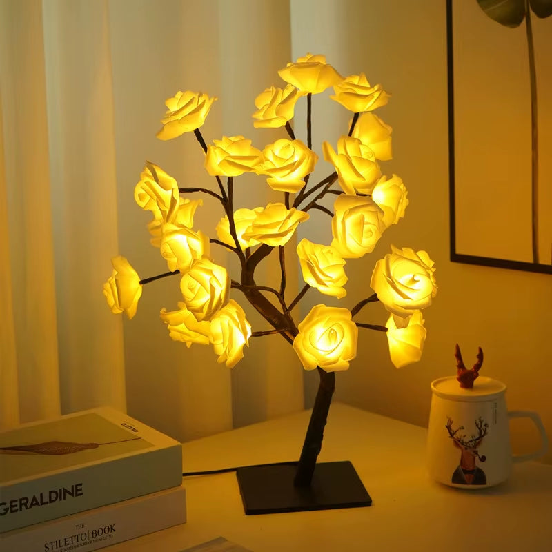 Enchanting 36/108 LED Rose Light String Table Lamp - USB Powered Night Light