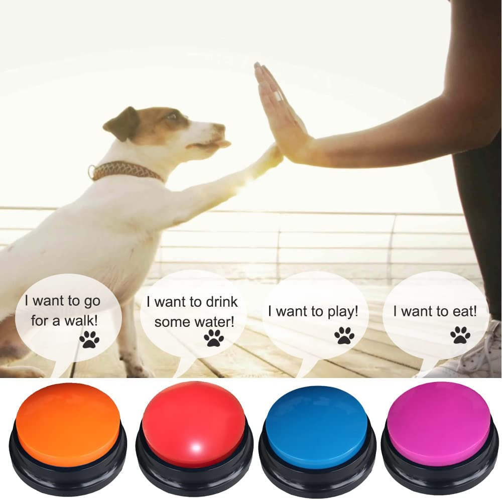 4-Color Voice Recording Buttons for Dogs - 30-Second Communication Buzzer, Perfect for Pet Training & Fun Gifts for Home, Office, or Study