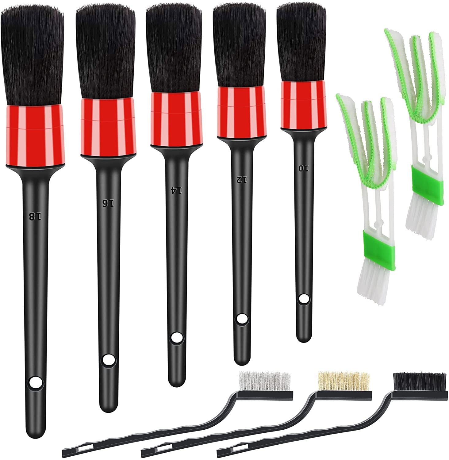 10-Piece Auto Car Detailing Brush Set - Complete Interior & Exterior Cleaning Kit with Boar Hair, Wire, and Air Vent Brushes for Ultimate Car Care