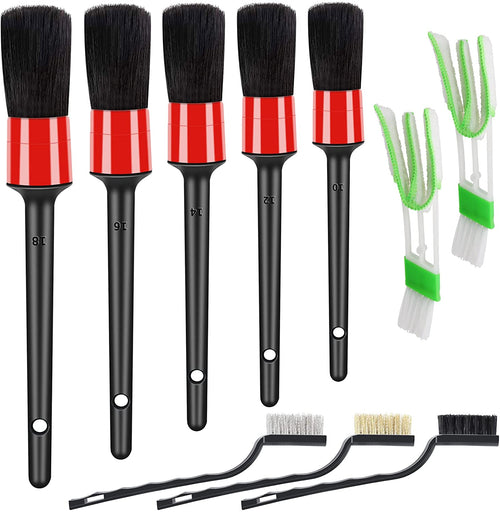 10-Piece Auto Car Detailing Brush Set - Complete Interior & Exterior Cleaning Kit with Boar Hair, Wire, and Air Vent Brushes for Ultimate Car Care