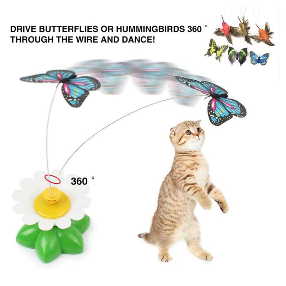 Electric Butterfly Cat Toy - Automatic Rotating Hummingbird for Fun & Intelligence Training - Random Color