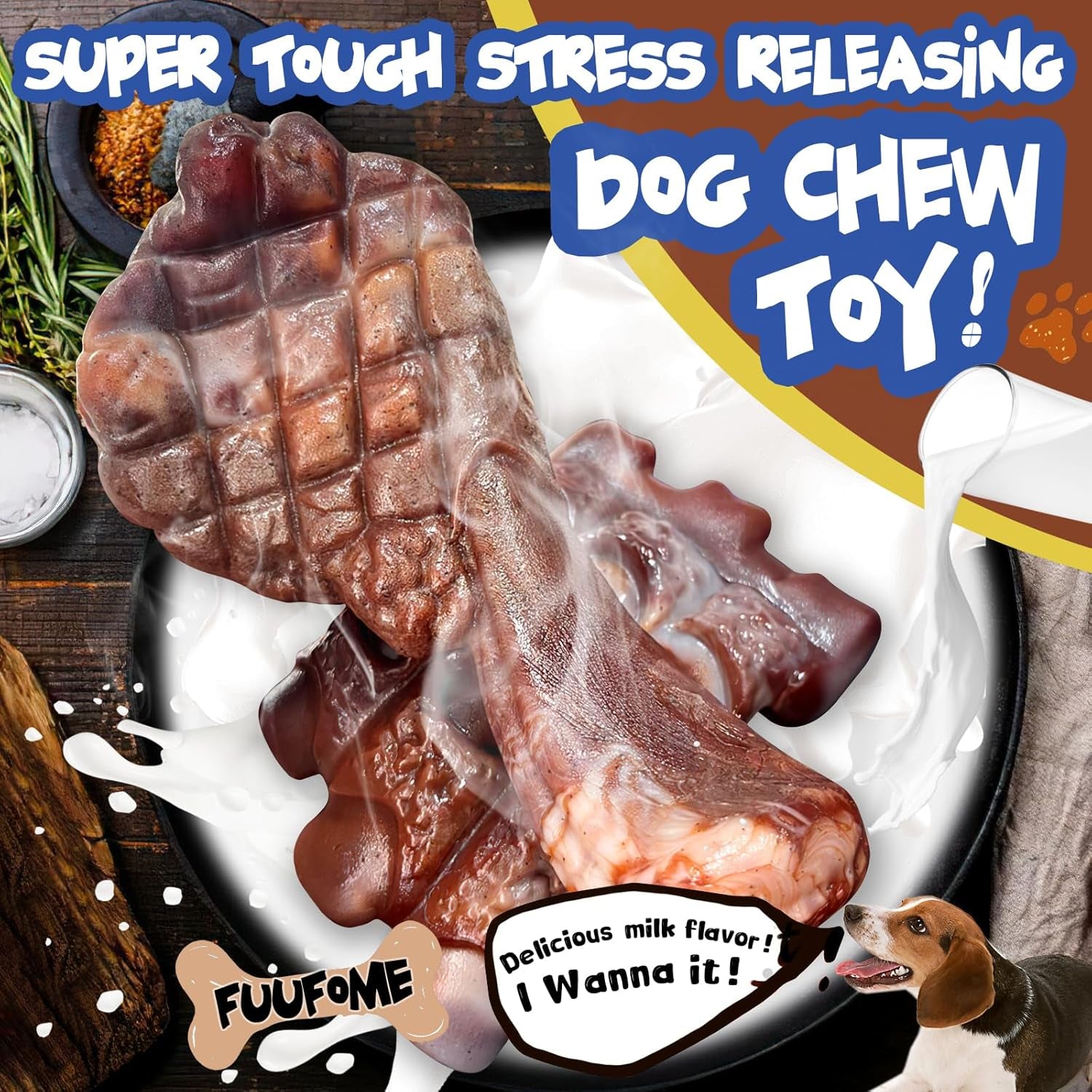 Indestructible Dog Chew Toys for Aggressive Chewers - 2 Pack Tough Nylon Teething Bones for Large Breeds
