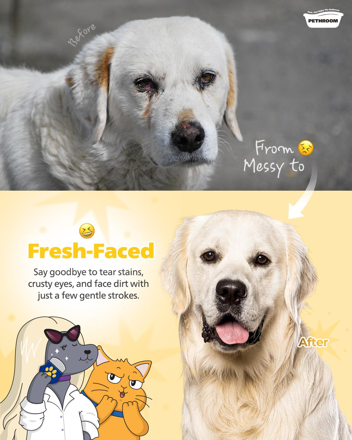 Pro Eye Comb for Pets - Stainless Steel Tear Stain Remover for Cats & Dogs - Gentle Round-Head Grooming Tool for Easy Eye Gunk Removal - Compact & Portable Design