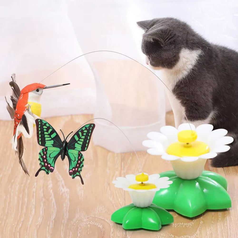 Electric Butterfly Cat Toy - Automatic Rotating Hummingbird for Fun & Intelligence Training - Random Color