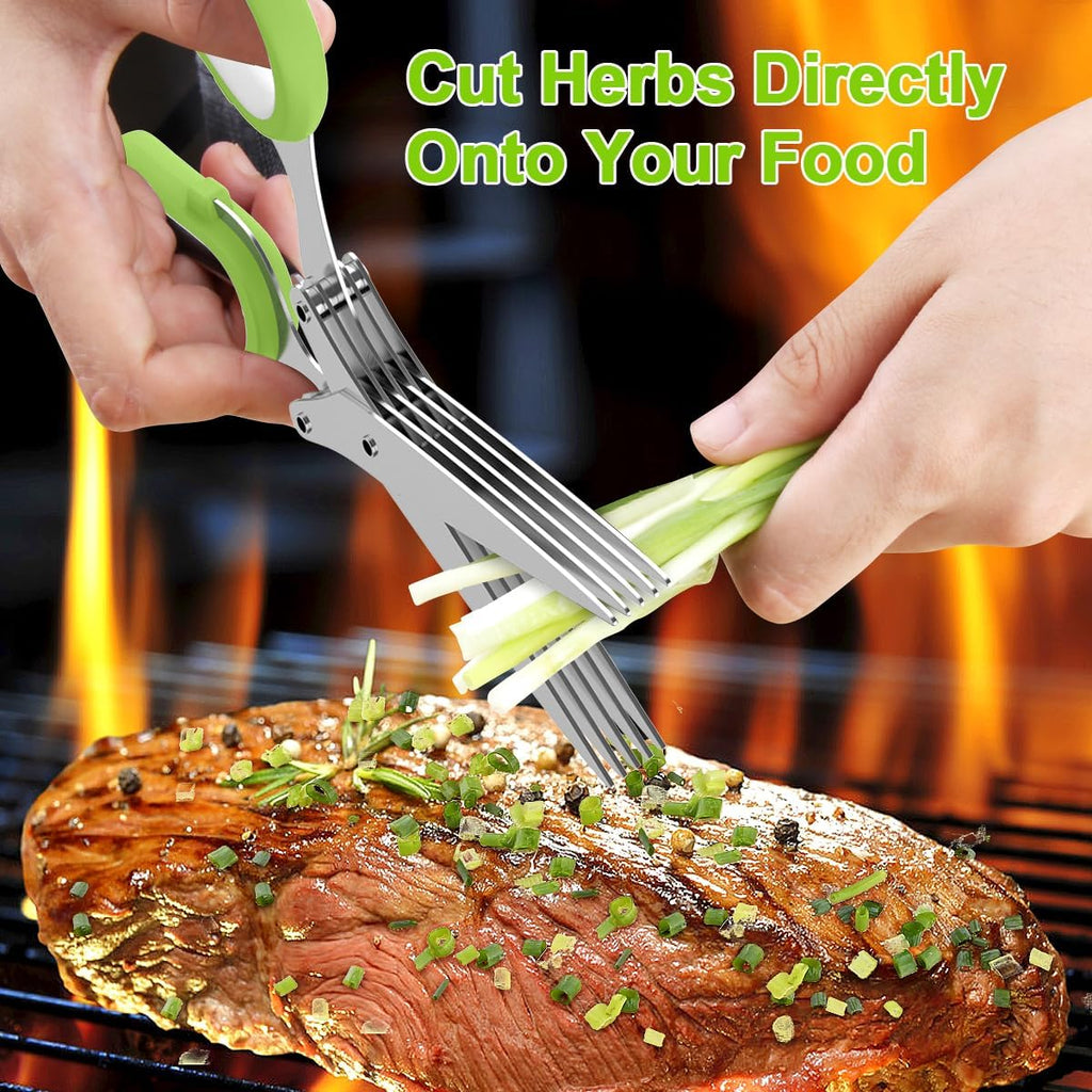 Herb Scissors - Effortless Stainless Steel Shears for Fresh Herbs, Essential Kitchen Gadget in Green