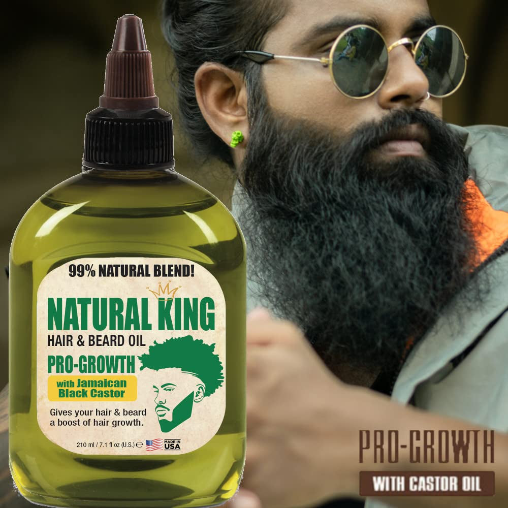 Natural King Pro-Growth Hair & Beard Oil - Infused with Jamaican Black Castor Oil, 7.1 Oz for Ultimate Nourishment and Growth