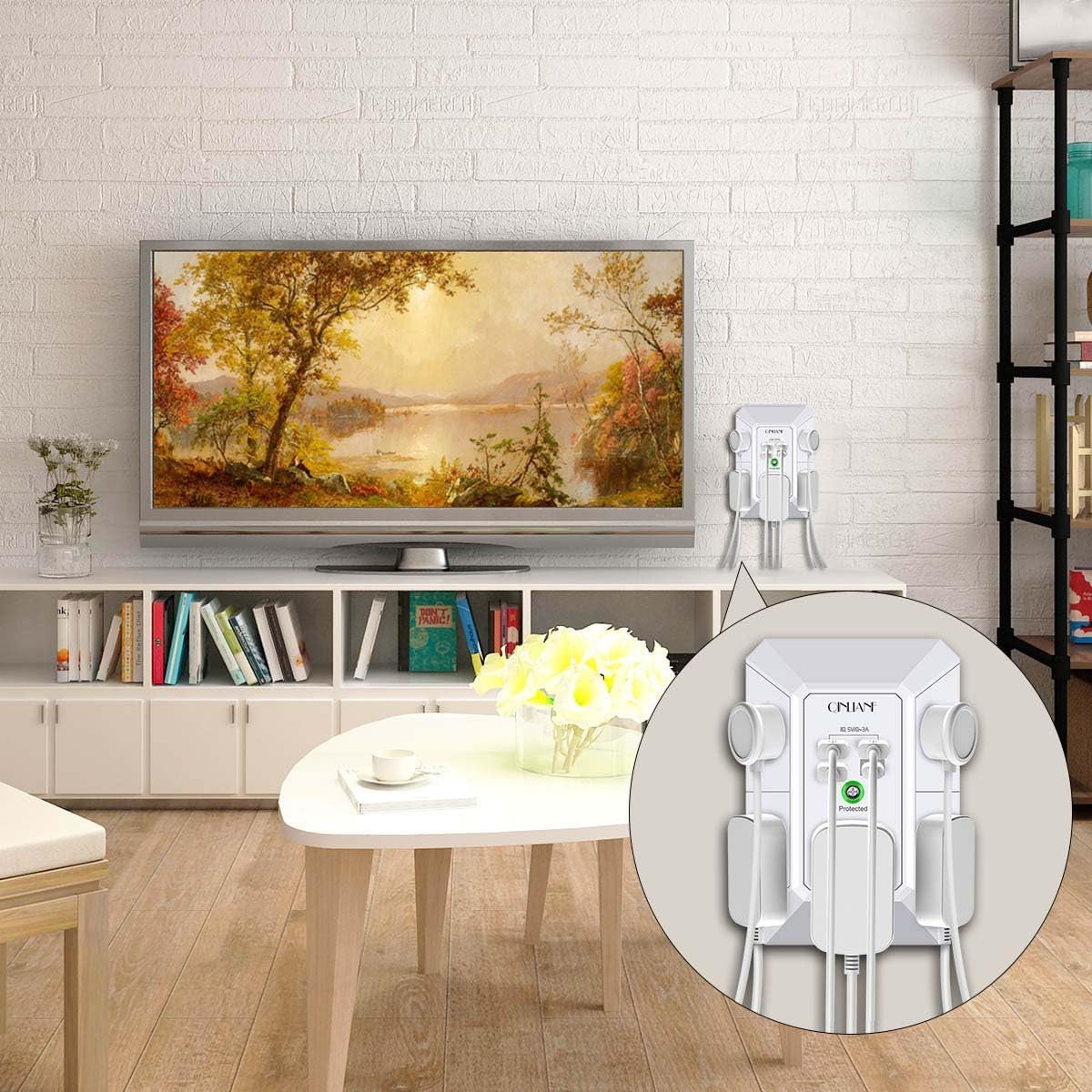 5-Outlet Surge Protector Wall Charger with 4 USB Ports – 3-Sided Power Strip for Home, Travel & Office, 1680J Protection