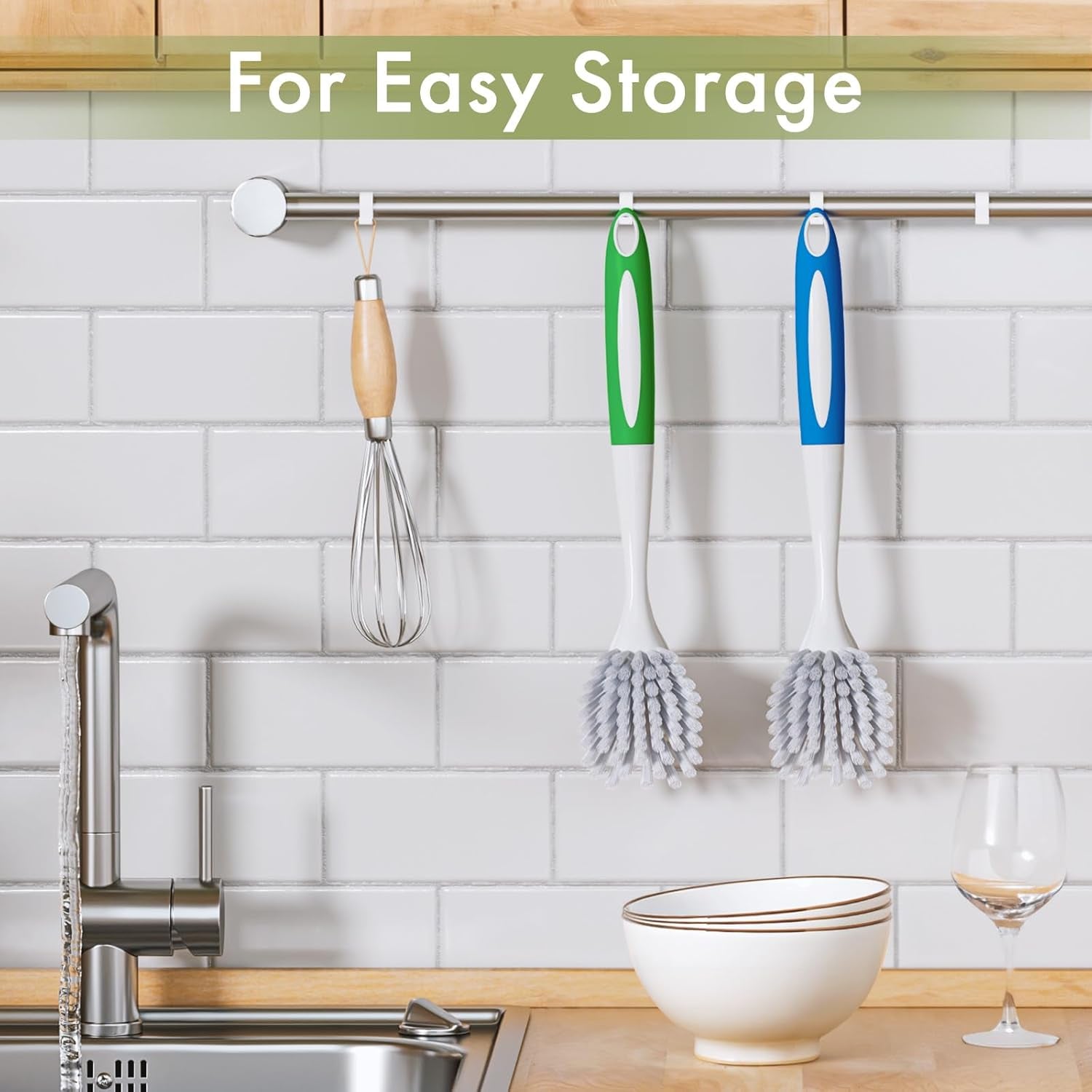 2-Pack Dish Brush Set - Sturdy Handle Kitchen Scrub Brushes for Effortless Cleaning of Sinks, Pots, and Pans