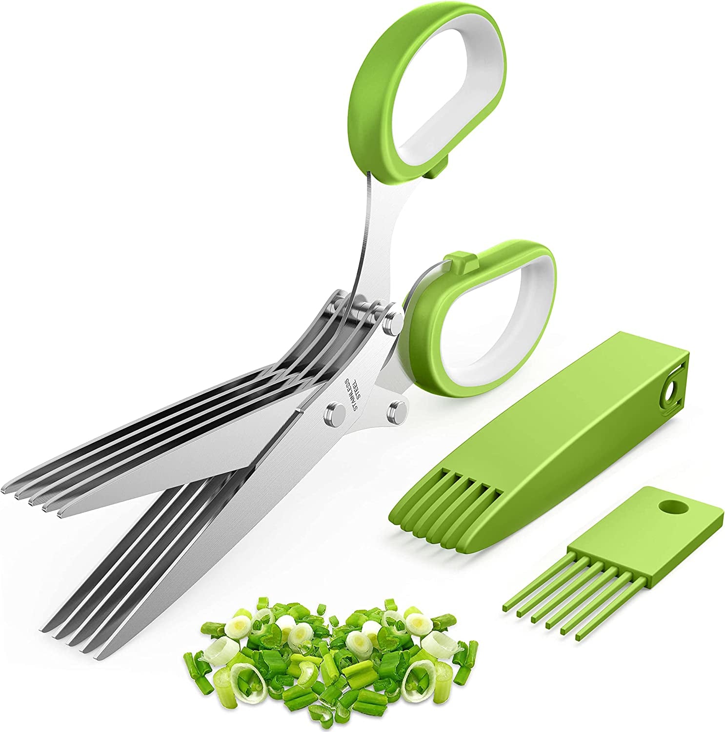 Herb Scissors - Effortless Stainless Steel Shears for Fresh Herbs, Essential Kitchen Gadget in Green
